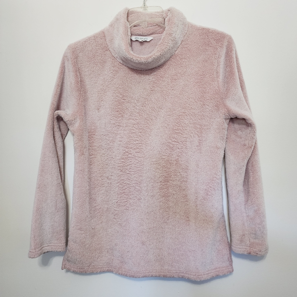 Emily Daniels pale pink plush pullover mock‎ neck sweater women's medium